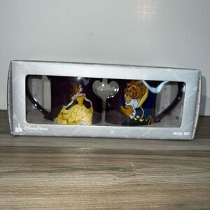 Disney Parks Beauty And The Beast Purple Signature Heart Ceramic Coffee Mugs